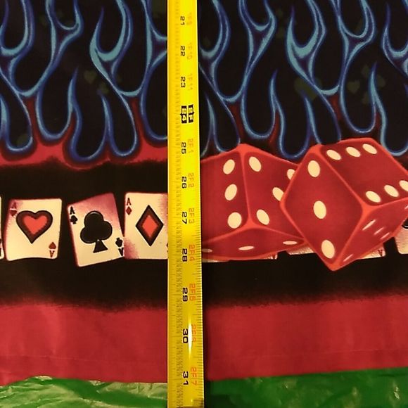 Stylo Las Vegas Gambling Dice Cards Blue Fire All Over Print Button Up Lg Shirt - Picture 9 of 10